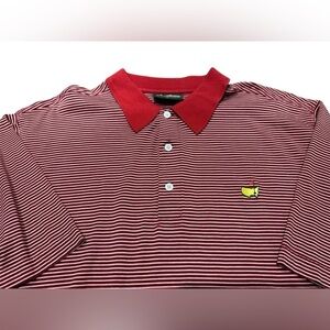 Amen Corner Masters Golf Polo Men's Size Large Red Black Striped Cotton
